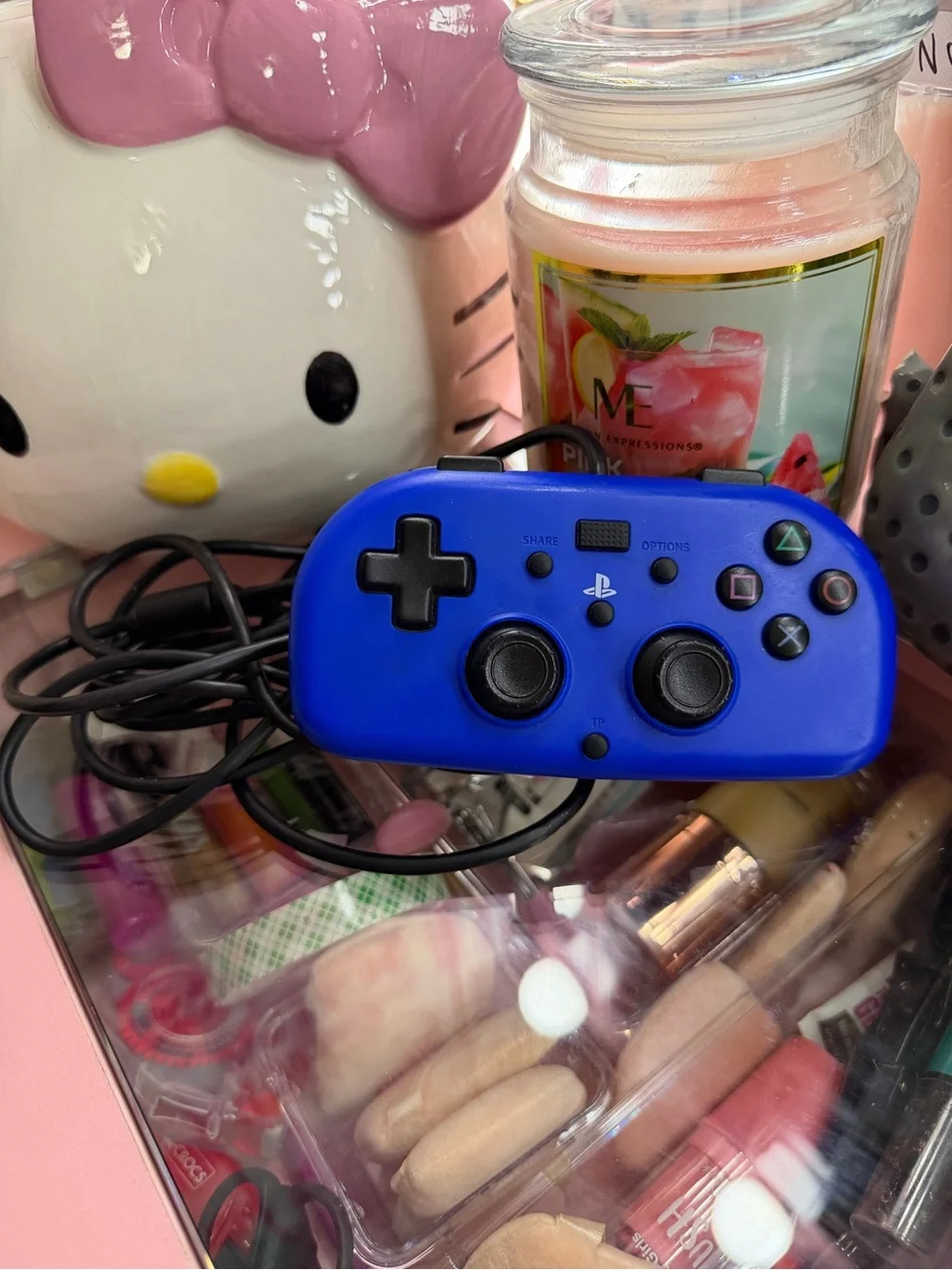 Wired Blue PlayStation Controller - Compact Gaming Pad